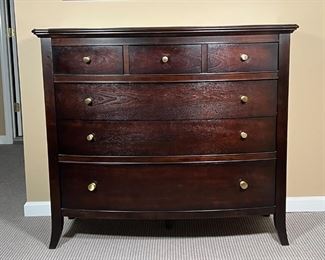 STANLEY FURNITURE DRESSER | Stanley Furniture "Virginia" chest of drawers with brass pulls, having three drawers over three graduated full-width drawers on splayed legs, made in USA; h. 42 x 47-1/2 x 19-3/4 in.