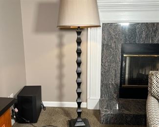 FLOOR LAMP | Dark brown floor lamp with copper patina finish and matching finial; overall h. 61-1/2 in.