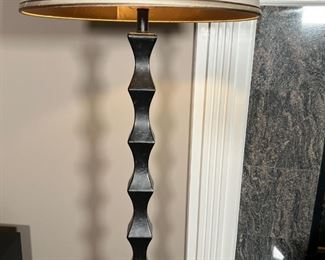 FLOOR LAMP | Dark brown floor lamp with copper patina finish and matching finial; overall h. 61-1/2 in.