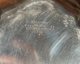 TIFFANY & Co. ENTREE DISH | Silver soldered lidded entree / serving dish by Tiffany & Co. Makers with braided edges; l. 11 in. [missing handle]
