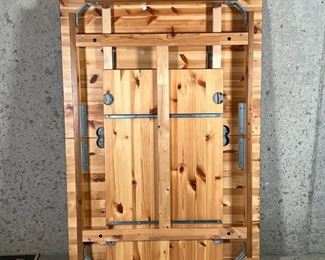 IKEA STORNAS DINING TABLE | Extendable table, having an antique / pine wood stain, with 4 removable legs; assembled h. 30 x 58 x 37 in.