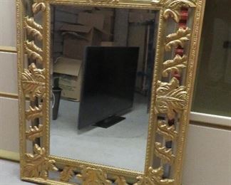 Gold leaf framed mirror, beveled glass - 40" x 52"