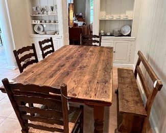 BREAKFAST TABLE, CHAIRS AND BENCH