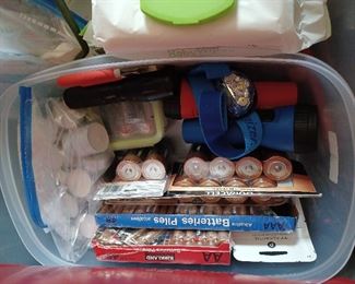 batteries, flashlights, candles, headlamp