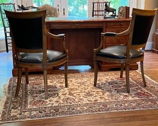 4 x 6 rug and pair of leather armchairs