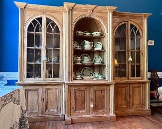 Spectacular three-piece antique English country Display/China cabinet