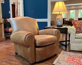 Wonderful Mitchell Gold brown leather recliner