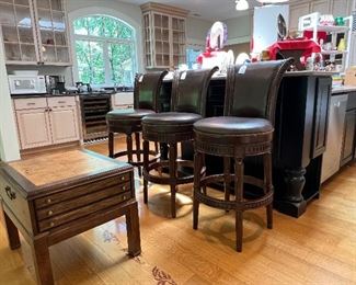 Another set of three swiveling barstools
