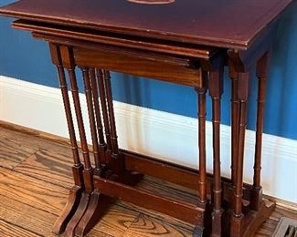 Lovely set of nesting tables with shell inlay