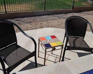 PATIO SEATING, TILE TOP TABLE