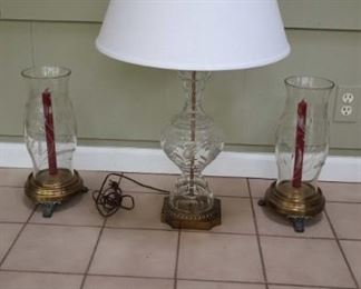 Glass Lamp and 2 Hurricanes