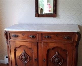 Marble Top Server and Mirror