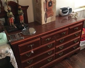 Dresser & mirror, wall telephone still in box