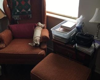 Chair & ottoman, end table