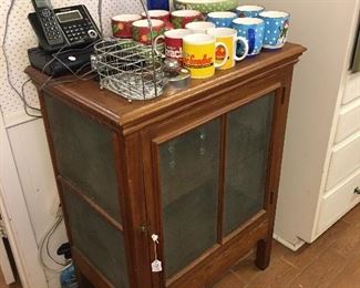 Mugs. Pie safe not for sale