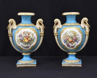 (Pr) Minton Twin handle Vases 