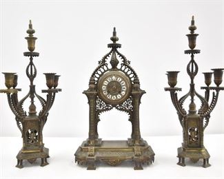 (3)PC Bronze Moorish Clock Set 