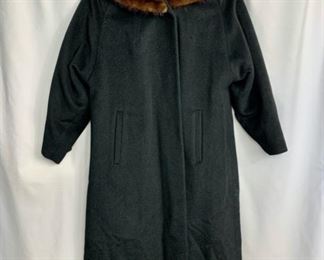 Black Cashmere Coat with fur collar. Size S/M. $60 shipping included.
