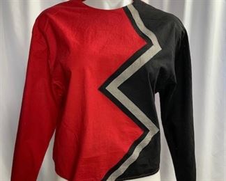 Red/Black Top Shoulder to shoulder 18 inches, sleeves 20.5 inches. $25 shipping included.