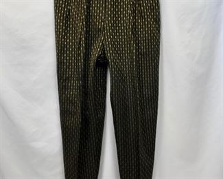 Silk patterned pants. Waist 30, hips 42, waist to hem 41, inseam 29. $40 shipping included.