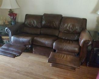 Leather Sofa with Recliners
