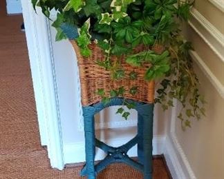 One of a pair wicker plant stand