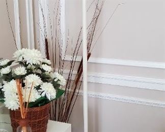 White mid century floor lamp in the style of Nessen 