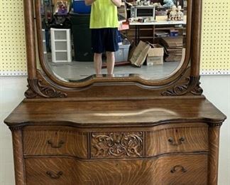 Antique Tiger Oak Dresser with Mirror