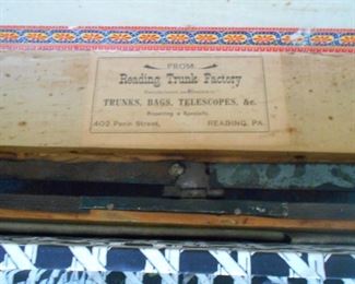 label in antique trunk