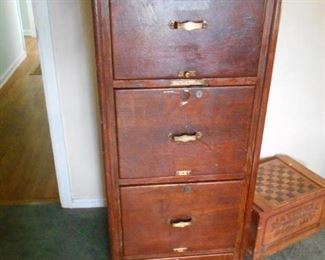 antique oak 4 drawer file cabinet