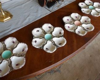 set of 4 antique china oyster plates (unsigned)