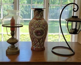 Asian Art Vase and Candle Lanterns