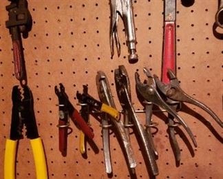Assorted Pliers, Wrenches, and Wire Cutters