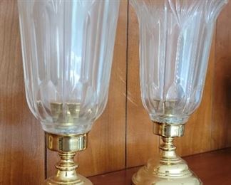 Crystal and Brass Candlesticks