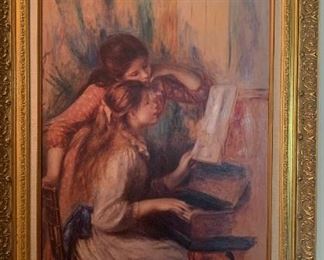 Framed Artograph Reproduction of Renoirs Girls Playing Piano