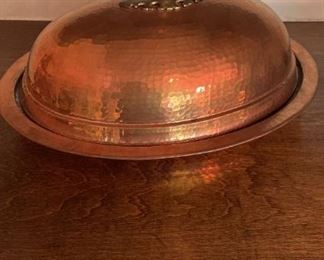 Large Copper Platter with Copper and Gold Lid