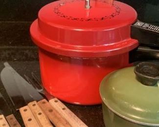 Mirro Matic Pressure Cooker, Vintage Club Aluminum, and Stainless Knife Set