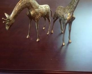 Pair Of Brass Giraffes