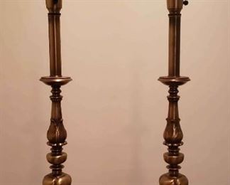 Pair of Vintage Table Lamps with Glass Shades