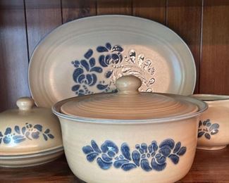 Vintage Pfaltzgraff Folk Art Pottery Bowl, Plate, Pitcher And Serving Platter