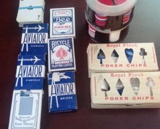 Vintage Poker Chips And Cards