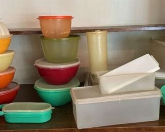 Vintage Tupperware Bowls and Containers With Lids In Multiple Sizes And Colors