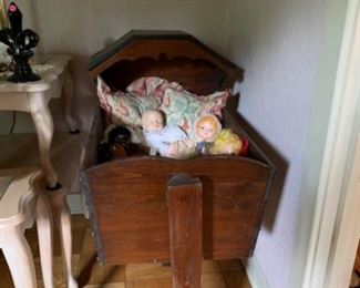 Wooden baby cradle