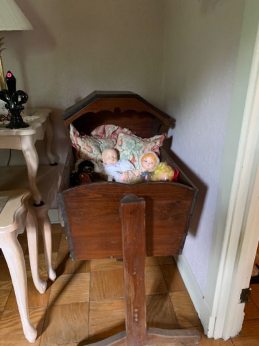 Wooden baby cradle