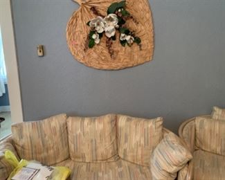 Loveseat and chair with ottoman