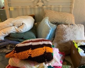 Comforters, pillows, crochet afghans