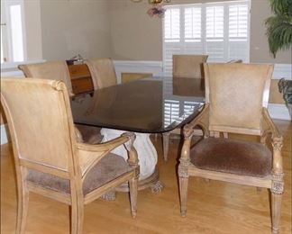 Smoked glass top Dining Table and Six Chairs. (photo 2)
