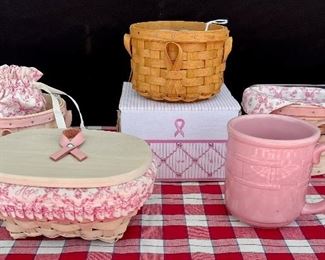 Collection of Longaberger Breast Cancer Awareness Baskets. Signed and dated