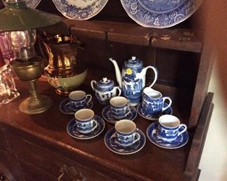 Lithophane tea service and copper luster pottery