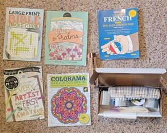 Wonder Art Latch Kit, 4 Coloring Books, Studio Series Colored Pencils, and Barron's Learn French Book